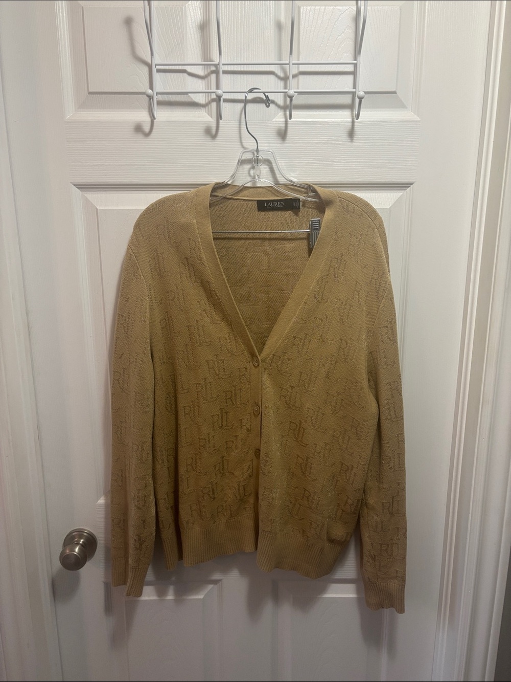 Ralph Lauren Black Label Monogram Jacquard V Neck Cardigan